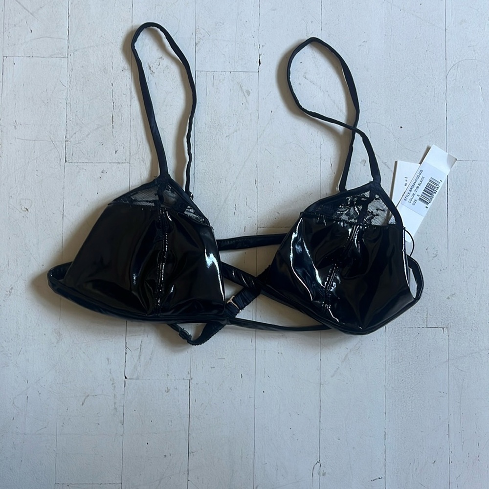 Black Pleather Bra